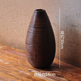 泰国特色工艺品进口横纹芒果木花瓶简约现代日式台面摆件客厅花器