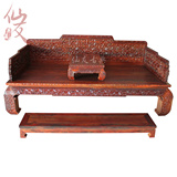 老挝大红酸枝罗汉床 红木雕花罗汉床三件套 实木仿古家具红木家具