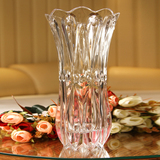 简约大号加厚新款凤尾玻璃花瓶客厅台面富贵竹插花工艺品创意摆件