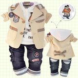 男童韩版儿童套装宝宝婴儿春秋装长袖三件套0-1-2-3-4岁童装春装