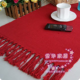 纯红 全棉地毯/门垫/瑜伽垫/走廊垫/简约手工地垫 /窗台毯