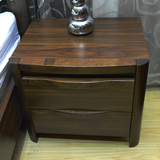 新中式个性时尚优美黑胡桃色乌金色家具W9202特价实木两抽床头柜