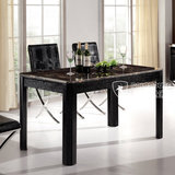大理石面餐台餐桌椅组合黑橡木实木皮现代简约小户型欧式饭桌子