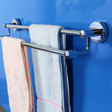 包邮不锈钢双杆强力毛巾挂卫生间浴室免打洞吸盘毛巾架毛巾杆