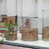 小春泽圆缸玻璃花瓶 透明水培花器 欧美式乡村风格器皿 绿萝花盆