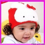 亲亲宝贝 韩版大兔子假发套头帽男女棉线宝宝保暖婴儿童护耳帽45g
