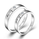 PT950纯银银镀白金镶嵌八心八箭瑞士钻情侣戒指 男女对戒指环刻字