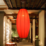 中式红色海洋布艺灯笼吊灯 餐厅吧台客厅卧室过道走廊楼梯灯具