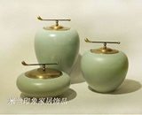 现代新中式陶瓷摆件/带盖陶瓷储物罐子/客厅家居样板房软装饰品