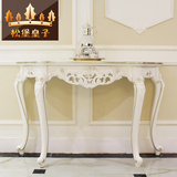松堡皇子 客厅欧式白色实木玄关台 法式雕花描香槟金象牙白玄关桌