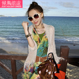 流苏披肩网针织防晒衫上衣韩式女蕾丝开衫海滩度假大码薄外套夏季