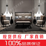 现代中式布艺沙发新中式实木三人沙发酒店会所办公家具样板房沙发
