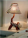 动漫田园时尚卡通布艺条纹台灯 儿童房卧室床头灯 创意可爱灯饰
