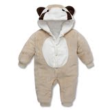 包邮加厚小熊猫动物造型哈衣 婴儿童大码爬服 新生儿珊瑚绒连体衣
