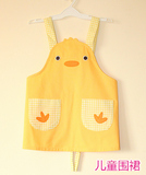 特价包邮小黄鸭韩版日式儿童宝宝吃饭衣画画围裙黄色卡通可爱罩衣