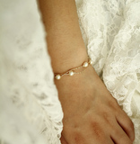 双层珍珠手链 手镯18K镀金女韩版复古时尚饰品多层韩国