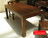 榆木办公桌小户型多人纯实木餐桌中式现代简约原木快餐桌复古饭桌