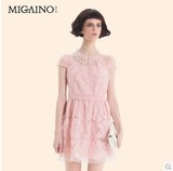 曼娅奴专柜正品2013新款夏装 粉红 本白 连衣裙  MD2DA197