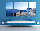 水晶画客厅卧室三联画装饰画无框画 希腊风景地中海风情/挂画壁画
