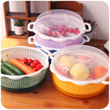 默默爱♥创意塑料带盖水果盘果篮托盘沥水洗菜篮子面包盒客厅果盆
