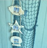 包邮三联鱼贝壳海星相框 地中海创意欧式木质壁挂 儿童房摄影装饰