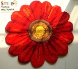 促销特价2011日韩田园温馨手工刺绣红色菊花地毯/地垫/壁挂装饰