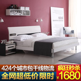1.8米1.5m现代简约双人床烤漆床白色板式床排骨架高箱床L2600D