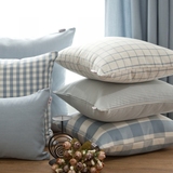 北欧宜家格子靠垫套沙发抱枕套办公靠枕套可含芯灰蓝系列条纹纯色