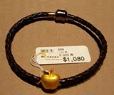 香港代购周生生专柜正品足金苹果串珠配原装皮绳85391 有现货