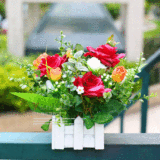 栅栏花套装 韩式田园仿真玫瑰小花 假花塑料盆栽客厅摆设装饰花艺