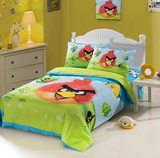儿童床上用品全棉学生三件套1.2-1.5卡通套件男孩床品愤怒的小鸟