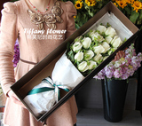 19朵白玫瑰花礼盒装|上海花店|全国鲜花速递|实体花店生日送花