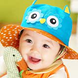 韩国春秋新款儿童帽子卡通婴儿遮阳帽可爱公主宝宝猫头鹰盆帽包邮