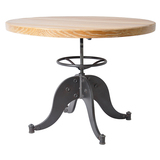 新品特价 仿古铁艺松木圆桌 餐桌 可旋转可升降 茶几 桌椅 实木
