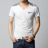 春季长袖T恤男韩版修身大码假两件打底体恤青年休闲薄款t恤衬衫领