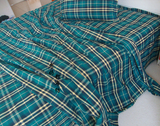 特价：经典老粗布扣缝 绿格纯棉床品四件套
