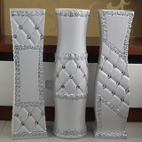 简约现代白色陶瓷落地大花瓶 客厅摆件干花花器批发 欧式仿皮60CM