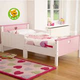包邮　外单木制儿童床　青少年宝宝床　心型粉色床带护栏　单人床