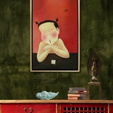 后现代手绘中式油画/小儿郎红 客厅玄关餐厅书房卧室竖幅装饰挂画