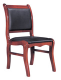 黑色西皮会议椅子接待纯实木框架单位培训椅 首选正品 木头椅子