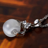S925纯银百搭时尚饰品路路通一颗珍珠项链吊坠锁骨链女短款日韩版