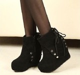 鞋女高跟韩国公主松糕跟潮2013秋季女鞋超坡跟震地王内增高短靴鞋