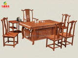 中式红木家具雕花泡茶桌F82 花梨木茶桌实木茶台茶几仿古茶艺桌