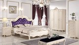 欧式法式家具 雕花 罗曼蒂克风格 双人紫色102布艺床1.8