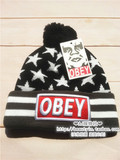 【美国回购】obey星星权志龙GD/BIGBANGhiphop针织毛线冷球帽灰色