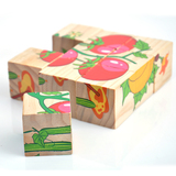 木质六面画9粒拼图 儿童3D立体积木宝宝幼儿益智玩具3-4-5-6岁