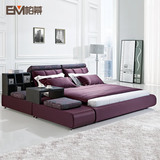 柏幕 1.8米榻榻米 布艺床 紫色大床 双人床 多功能布床 BMC12