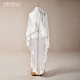 定制 范玮琪同款 3米三米超长款拖尾复古蕾丝头纱 新娘婚纱配件