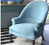 美式客厅卧室书房创意休闲单人实木布艺沙发椅组合韩式欧式小户型