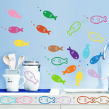 7彩小鱼 创意可爱防水卫生间浴室玻璃厕所瓷砖贴儿童房卡通墙贴纸